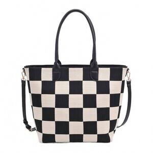 NEW MODA LUXE women's betty checkered tote bag in black